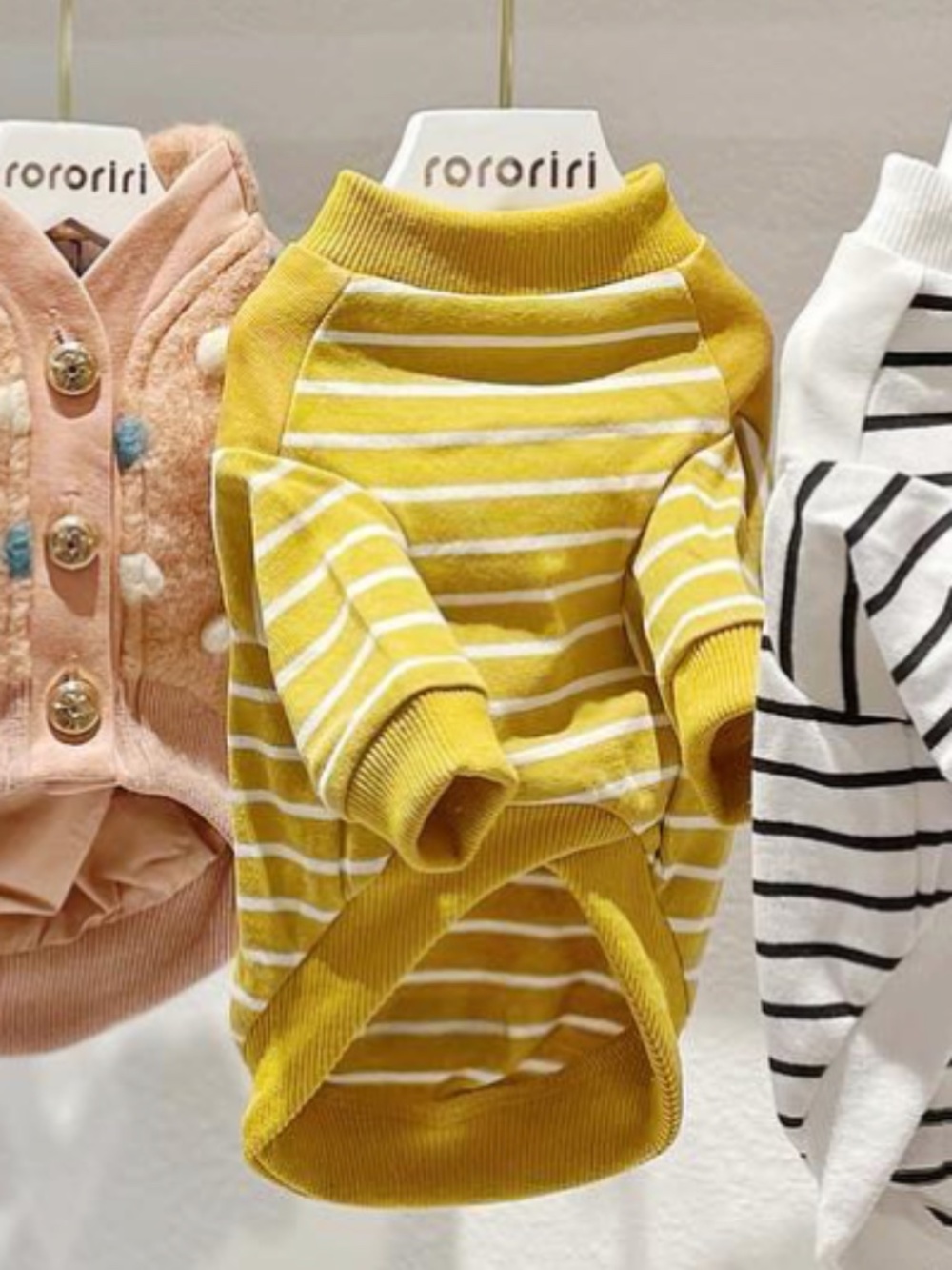 Mustard Striped Dog Sweater by Rororiri - size M